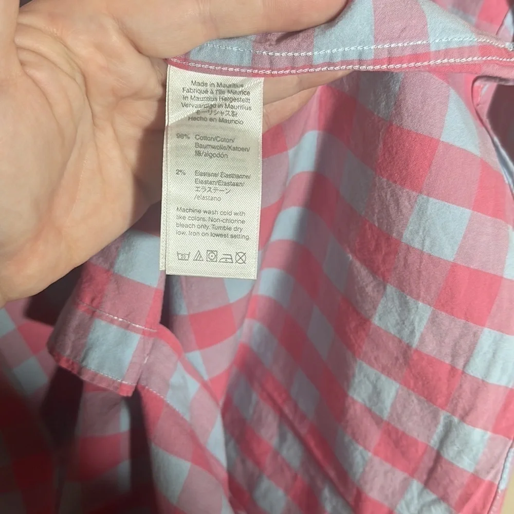 J Crew Flex Washed Slim Fit‎ Blue Pink Shirt | Small